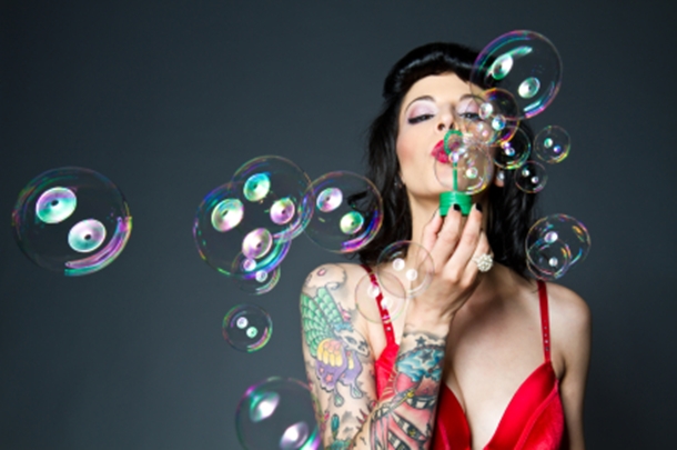 Tattoo Lady Blowing Bubbles