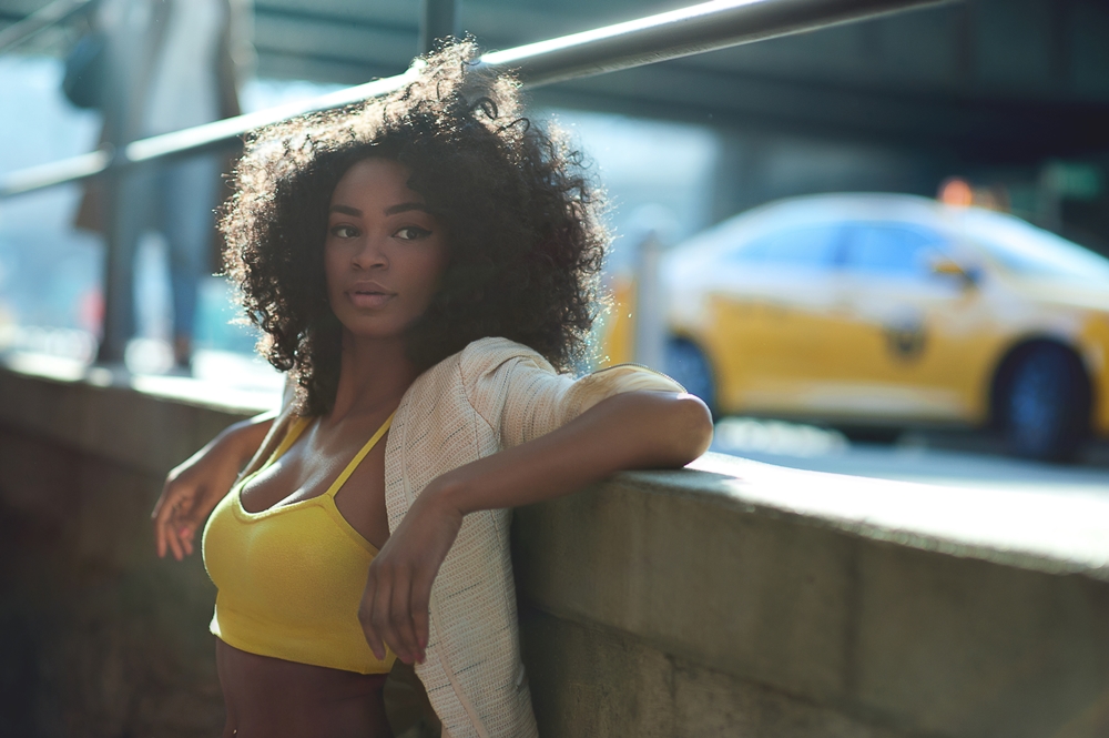 Sexy Woman on Brooklyn Bridge