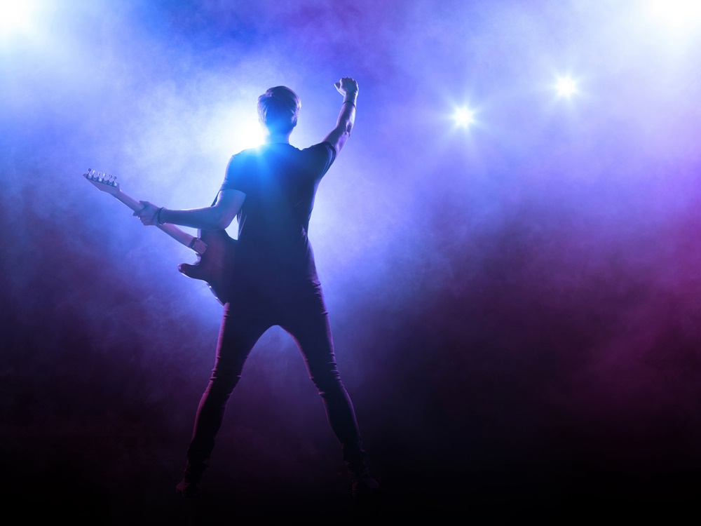 Silhouette of Rock Star on Stage